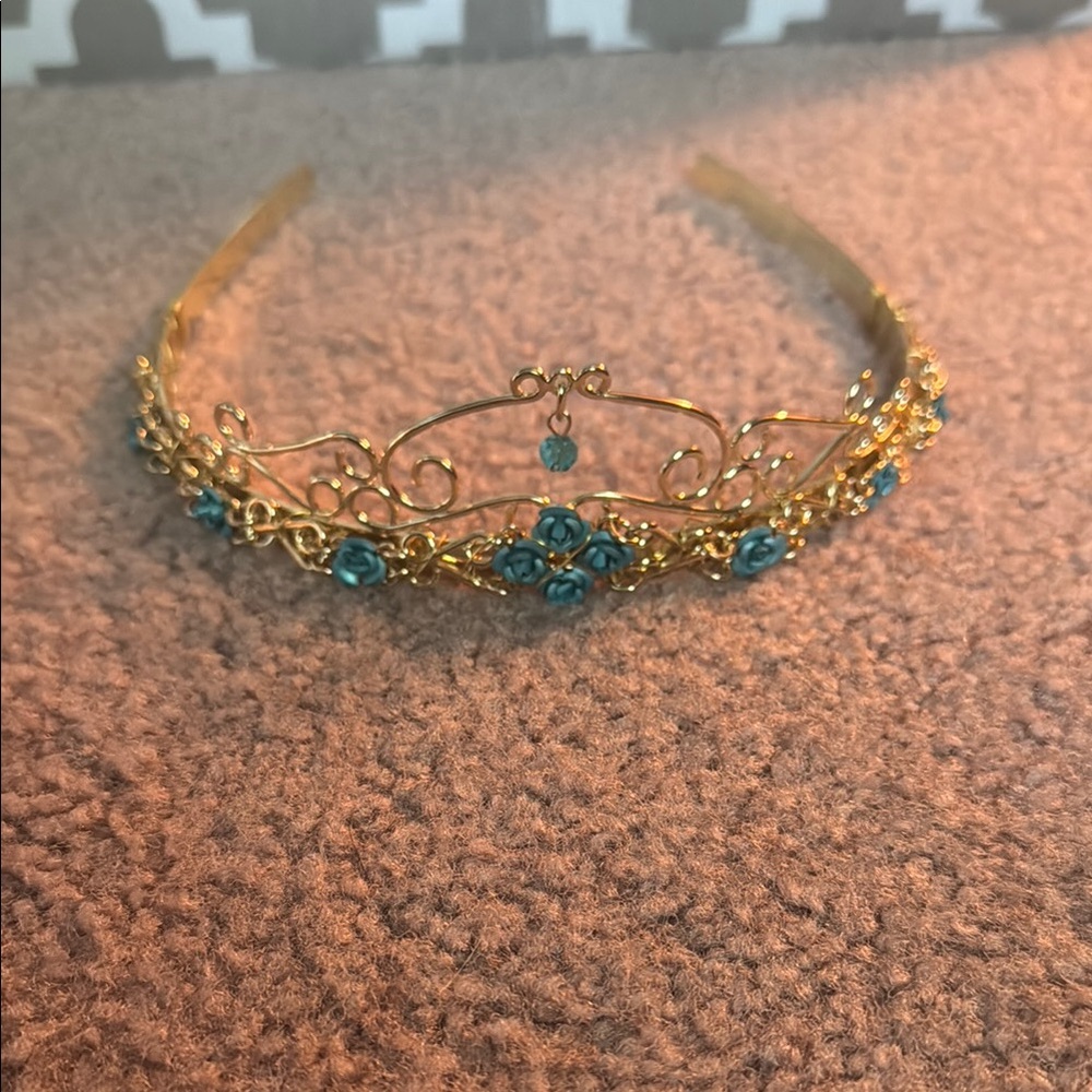 Gold and Blue Floral Headband